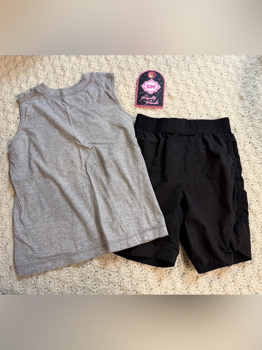 Russell Athletic Black Shorts with Gray Tank Top - Kids